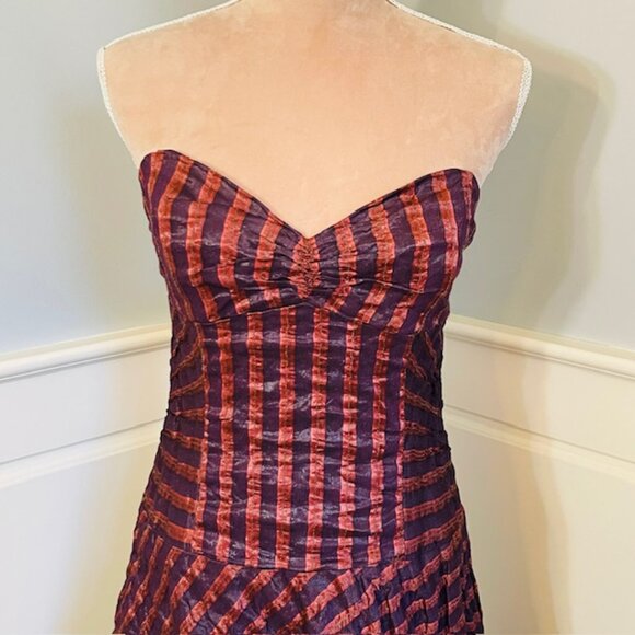 Nicole Miller Collection Vintage 90's Shimmering Strapless Corset Mini Dress 10 - Picture 3 of 10